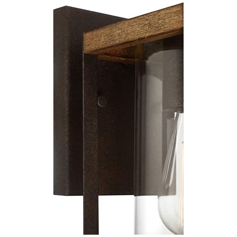 Image 5 Marion Square 10 1/2 inchH Black and Walnut Outdoor Wall Light more views