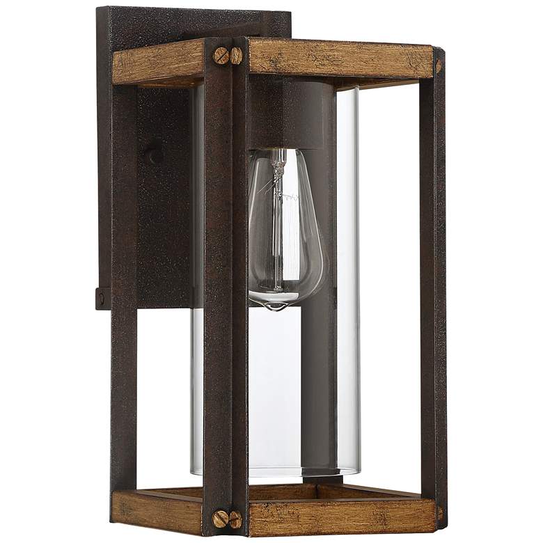 Image 2 Marion Square 13 1/4 inchH Black and Walnut Outdoor Wall Light more views
