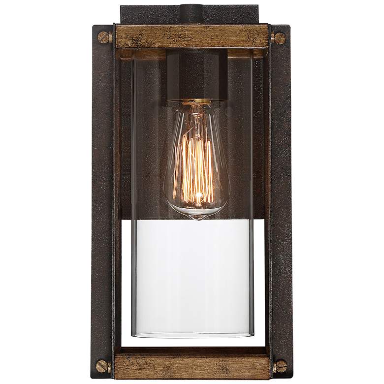 Marion Square 13 1/4&quot;H Black and Walnut Outdoor Wall Light more views