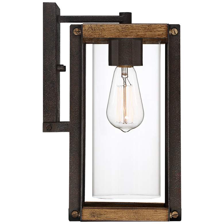Image 4 Marion Square 13 1/4 inchH Black and Walnut Outdoor Wall Light more views
