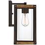 Marion Square 13 1/4"H Black and Walnut Outdoor Wall Light