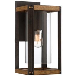 Marion Square 16 1/2&quot;H Black and Walnut Outdoor Wall Light