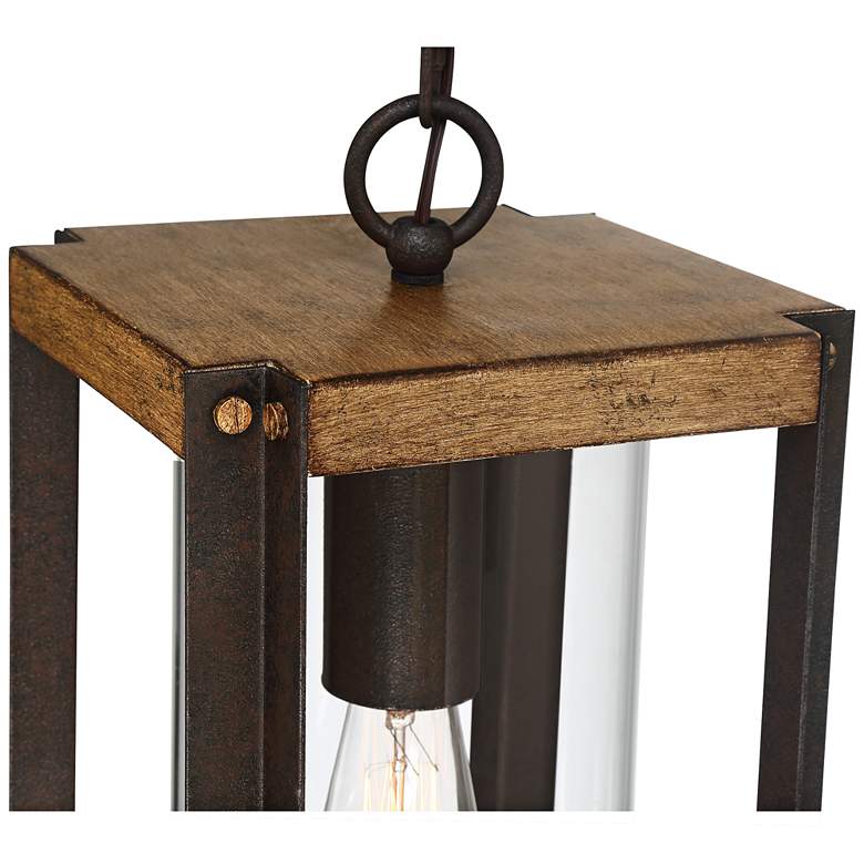 Image 5 Marion Square 17 inchH Black and Walnut Outdoor Hanging Light more views