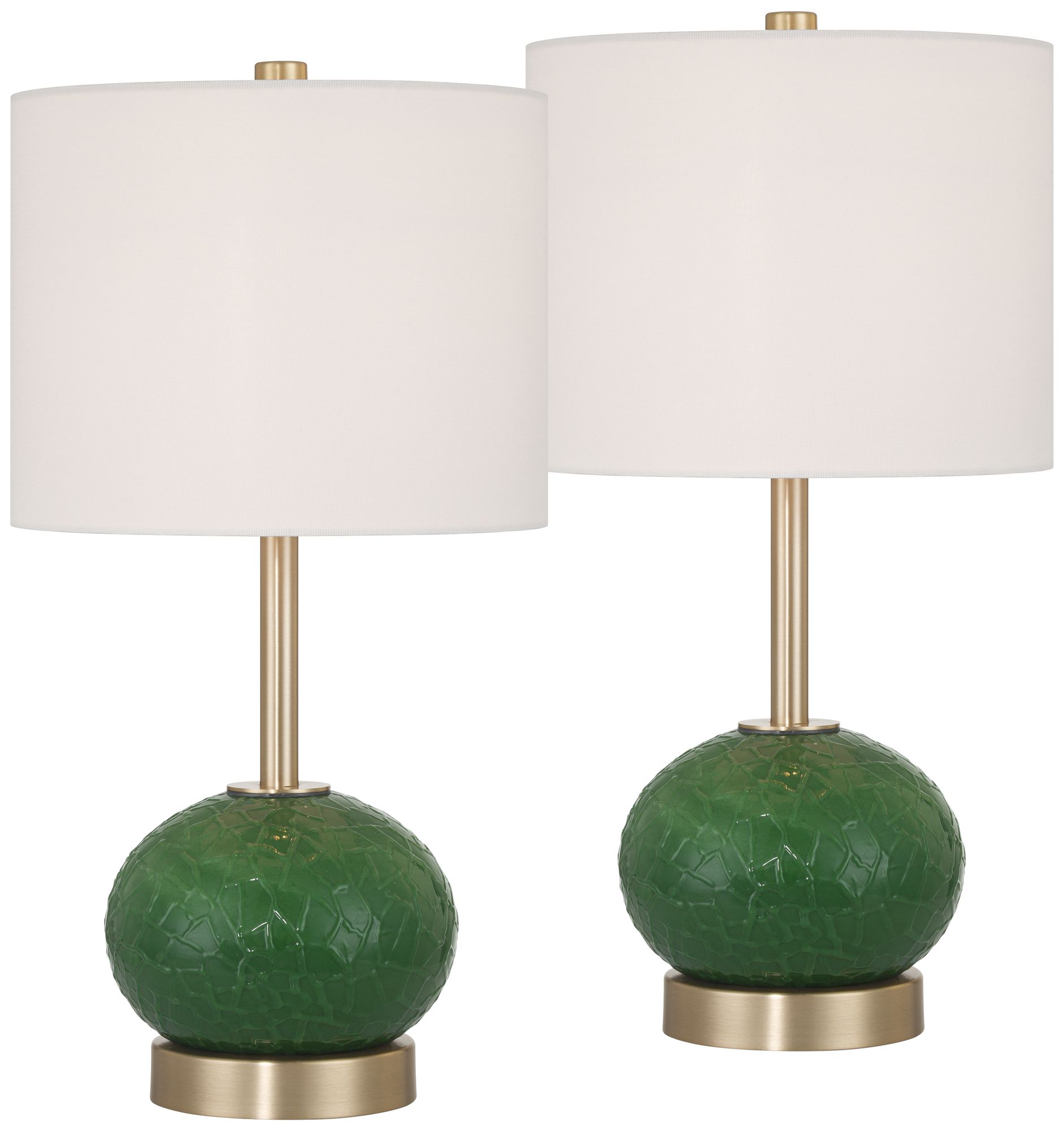 Image 3 Maris 20" High Green Glass and Satin Brass Table Lamp Set of 2