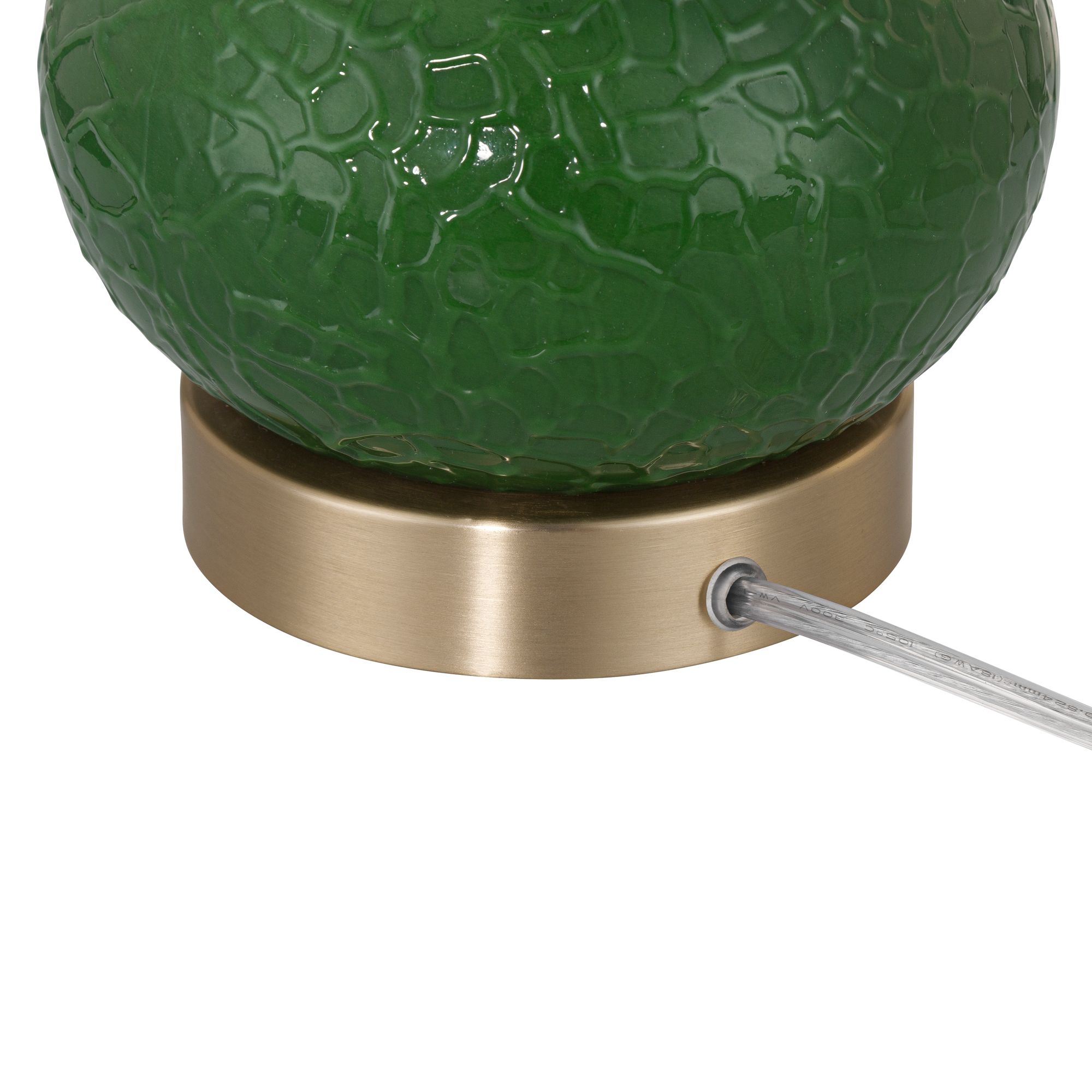 Maris 20" High Green Glass and Satin Brass Table Lamp in scene