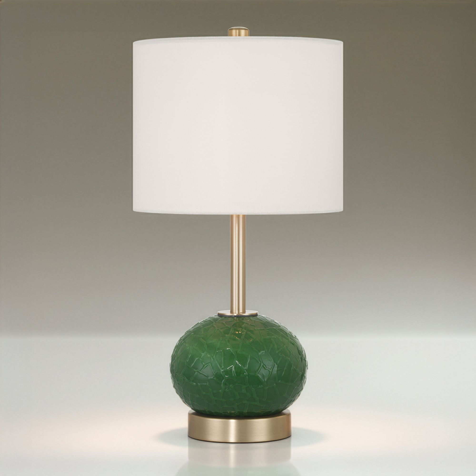 Maris 20" High Green Glass and Satin Brass Table Lamp Set with Dimmer