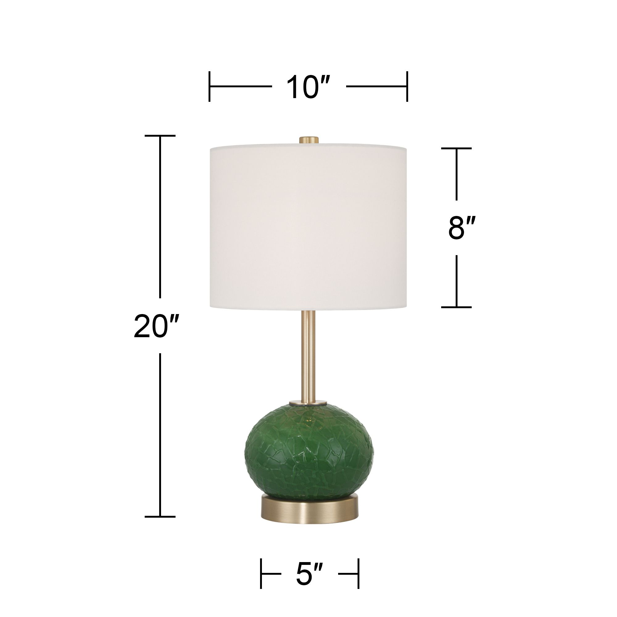 Maris 20" High Green Glass and Satin Brass Table Lamp Set with Dimmer