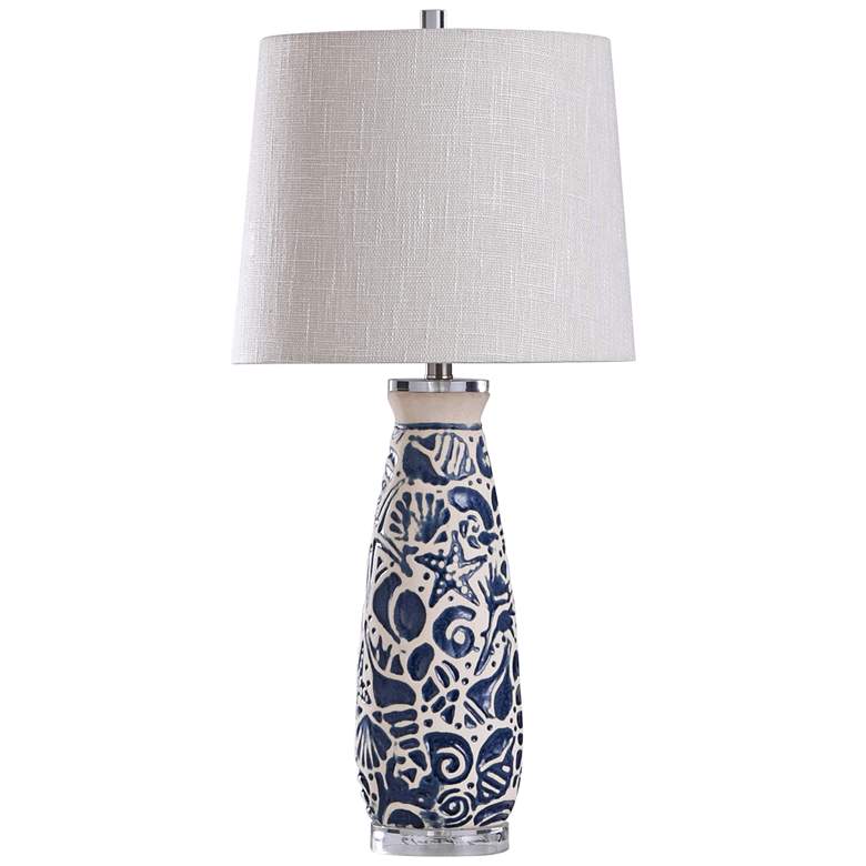 Image 1 Maris 31" High Coastal Blue and Ivory Ceramic Vase Table Lamp