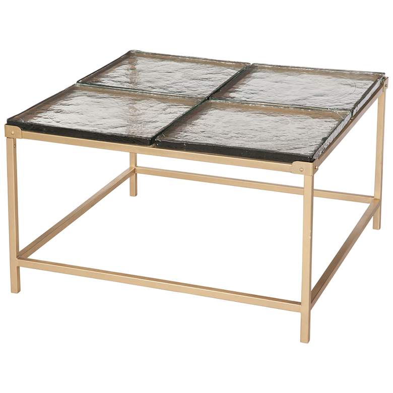 Image 1 Marisa 32" Wide Brushed Gold And Cast Glass Cocktail Table