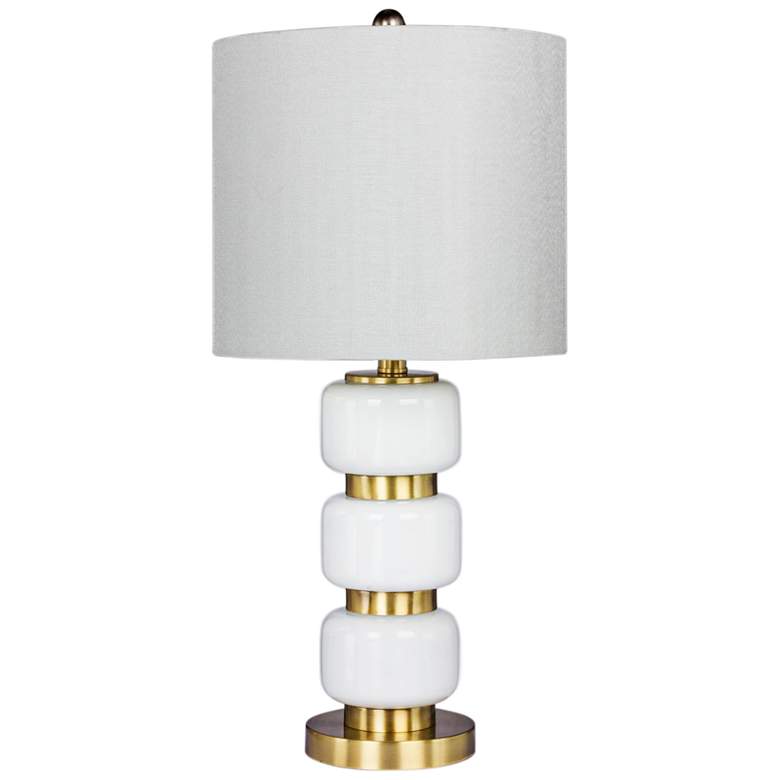 Image 1 Marisa White Glass and Antique Brass Metal Table Lamp