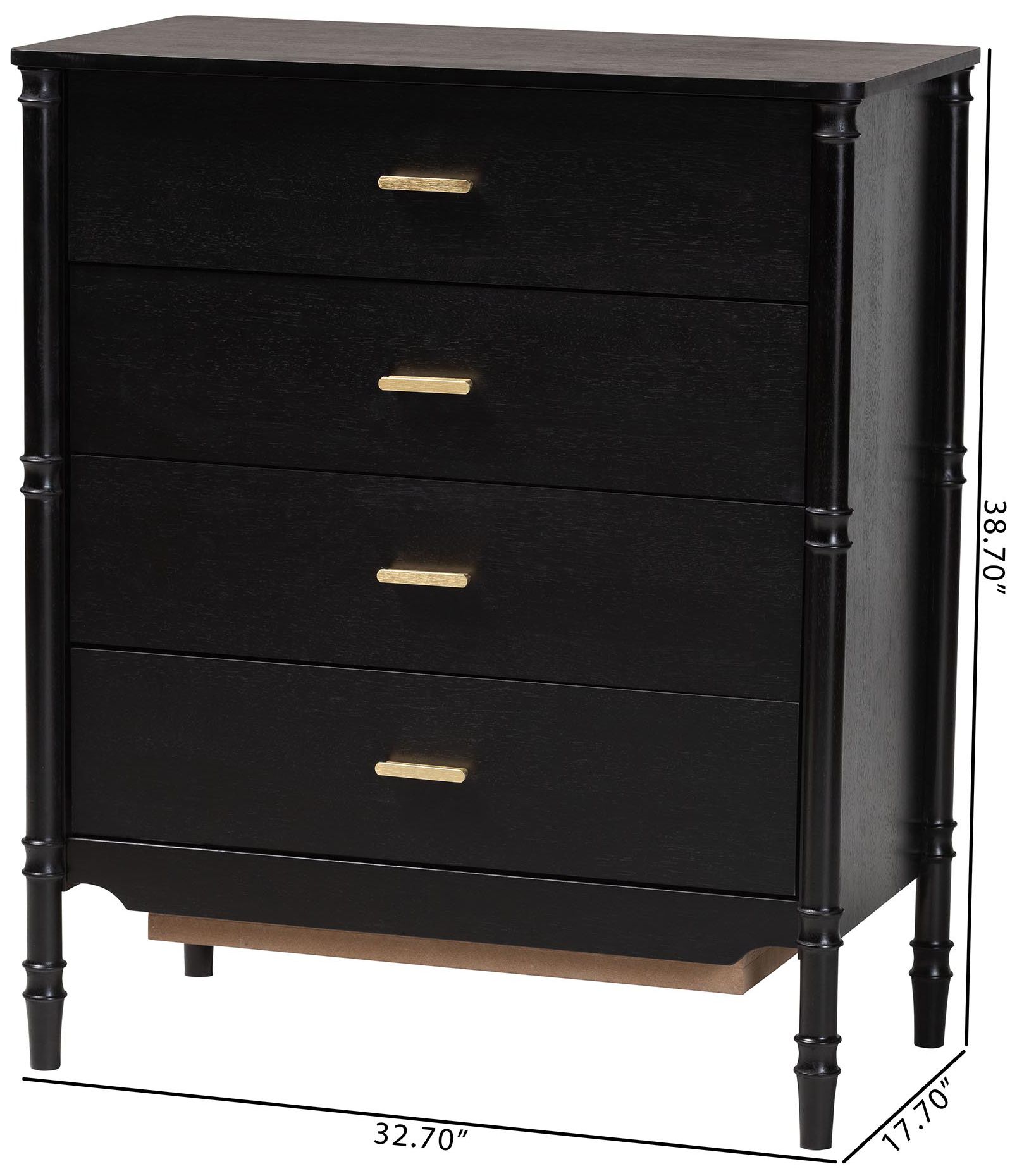 Marisela 32 3/4" Wide Black Wood 4-Drawer Vertical Dresser