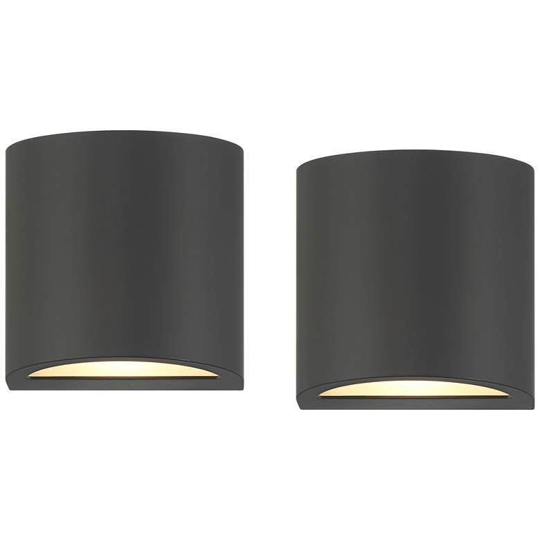Image 1 Marisha 4 3/4" High Black LED Outdoor Wall Light Set of 2