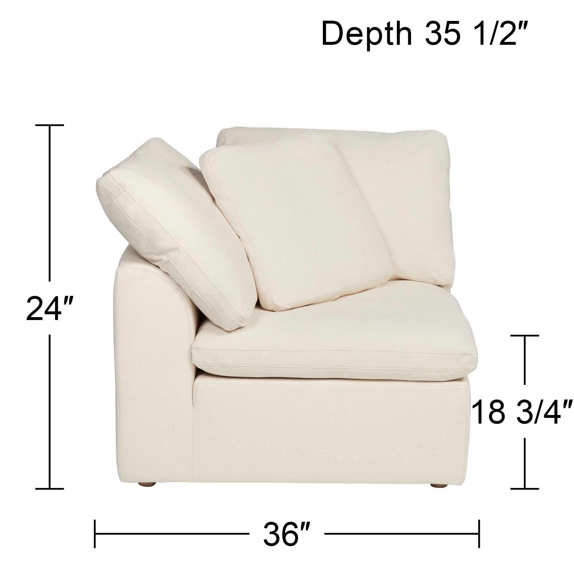 Marisha White Fabric Modular Corner Chair