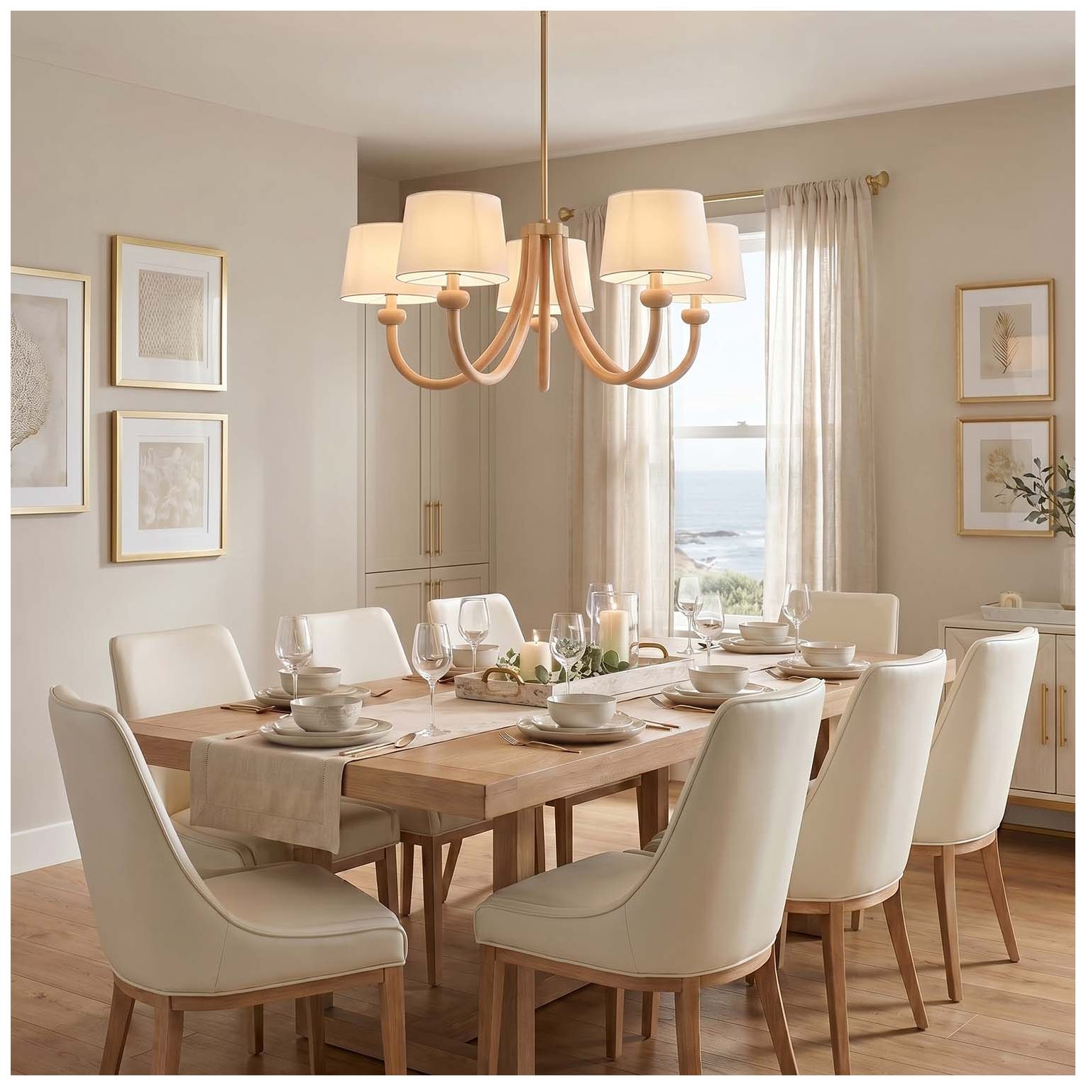 Image 3 Marisol 38" Wide 5-Light Champagne Brass Chandelier more views