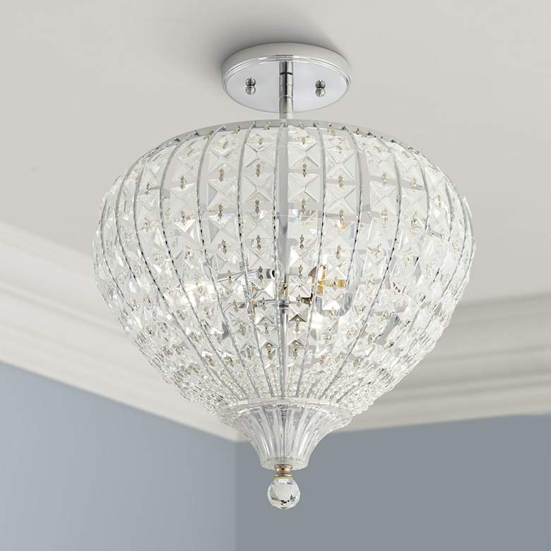 Image 1 Marisse 14 1/2 inch Wide 3-Light Crystal Ceiling Light