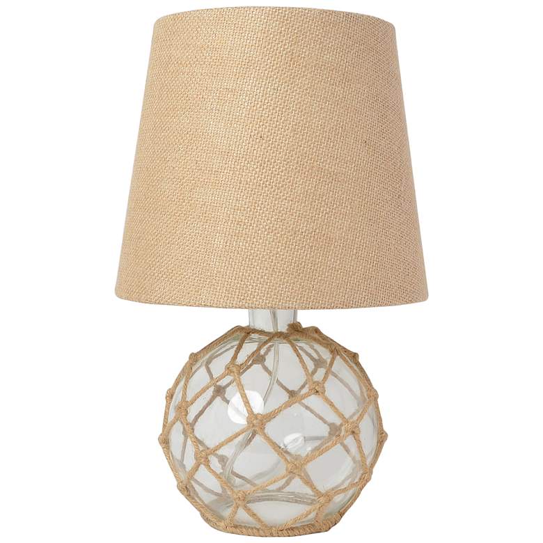 Image 2 Maritime 14 3/4 inch High Coastal Rope and Clear Glass Accent Table Lamp