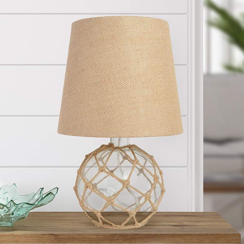 Image 1 Maritime 14 3/4 inch High Coastal Rope and Clear Glass Accent Table Lamp