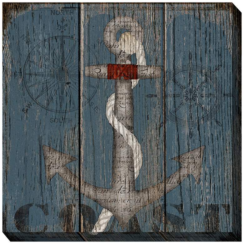 Image 1 Maritime Anchor 24" Square Outdoor Canvas Wall Art