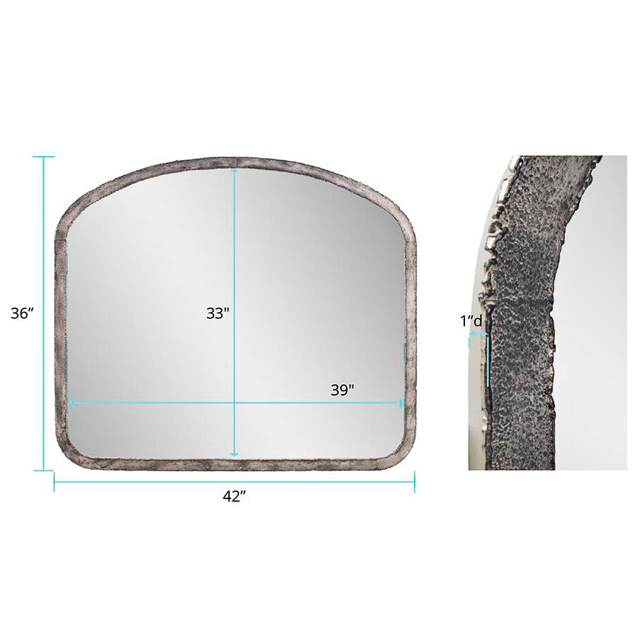 Marius Antique Silver 42" x 36" Arched Wall Mirror