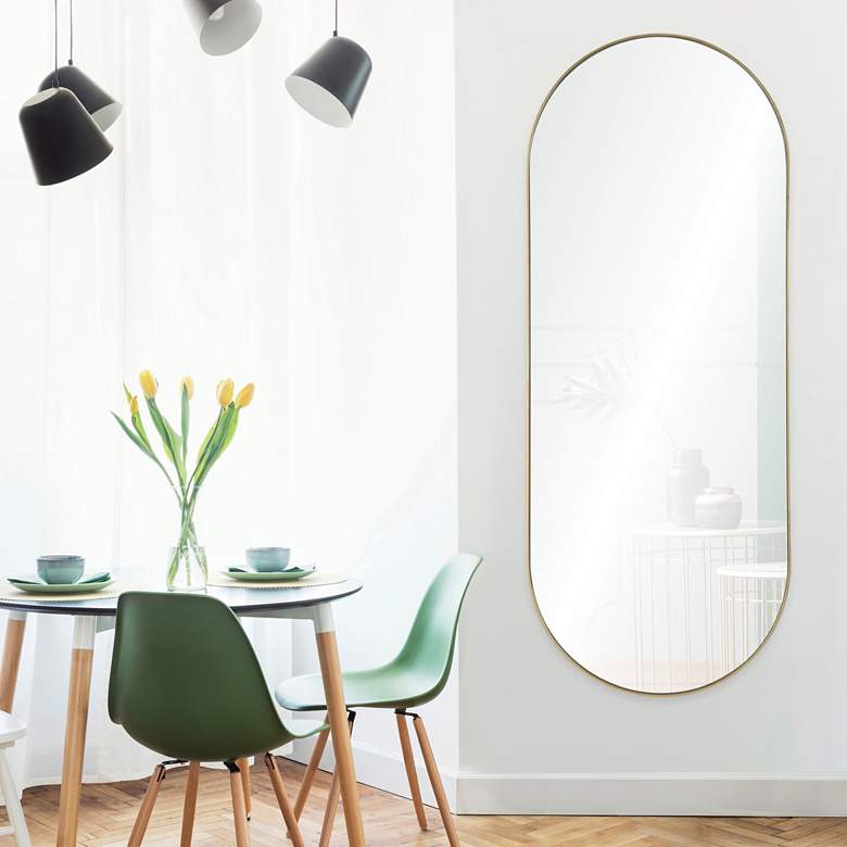 Image 1 Marius Coated Gold Leaf 24" x 60" Oval Wall Mirror