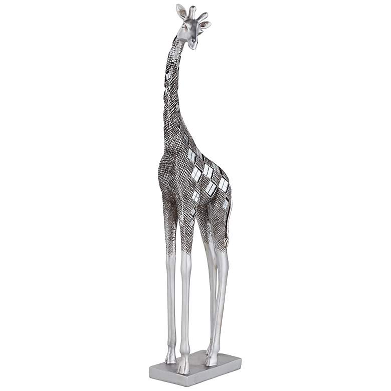 Image 1 Marius Silver Giraffe Mirrored Accents 21 1/2 inch High Statue