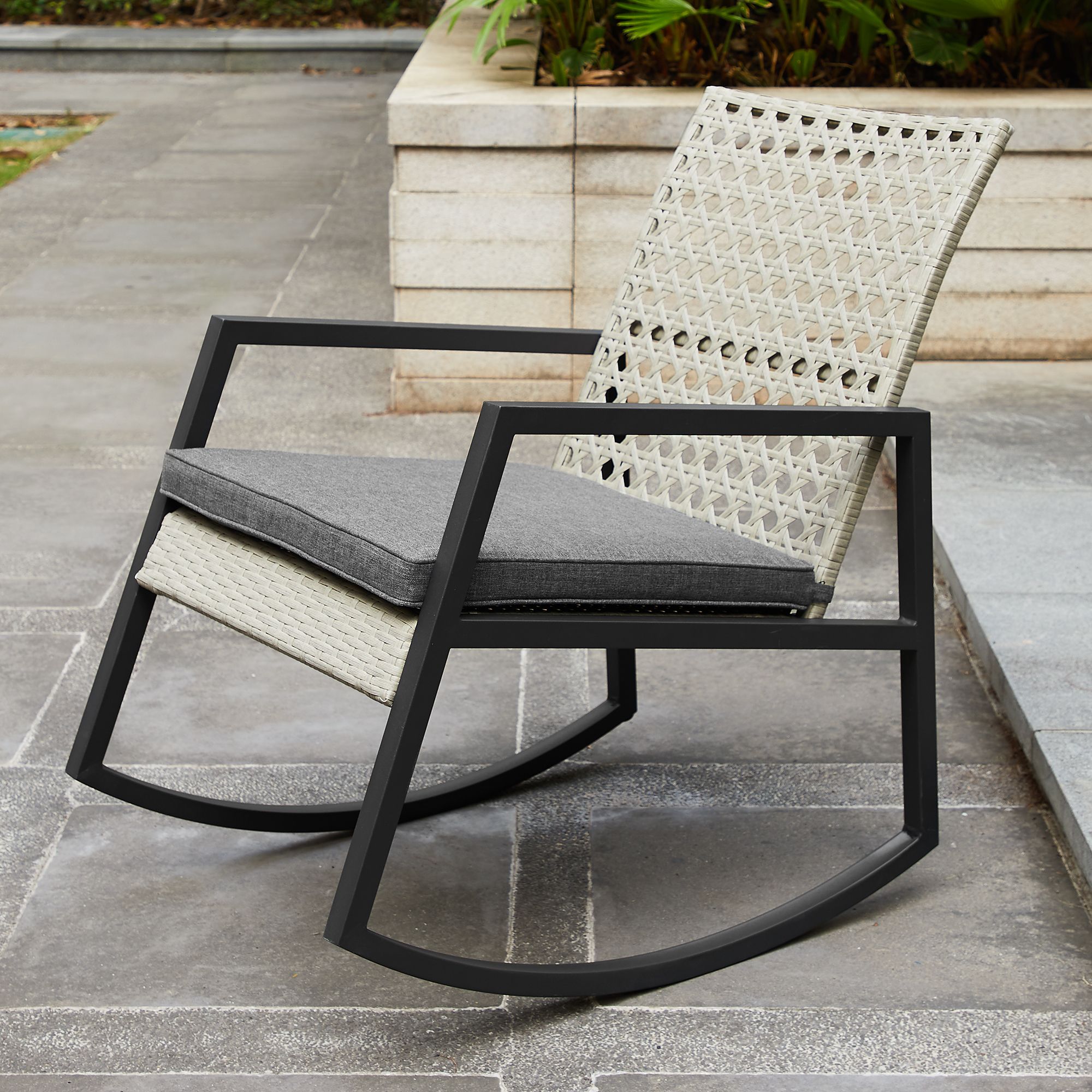 modern gray rocking chair