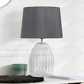 Image1 of Markam 17 3/4"H Clear Fluted Glass Accent Bedside Table Lamp