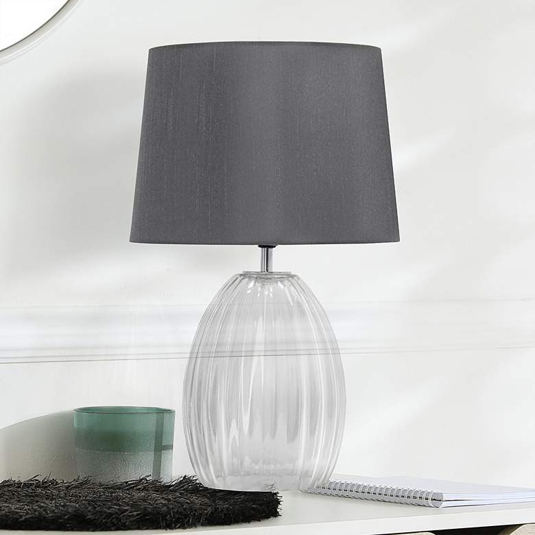 Image 1 Markam 17 3/4 inchH Clear Fluted Glass Accent Bedside Table Lamp