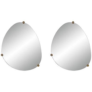 Marken Champagne 29" x 36" Oblong Wall Mirrors Set of 2
