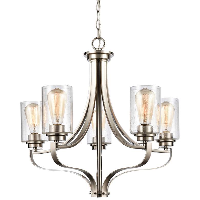 Image 1 Market Square 24" Wide Brushed Nickel 5-Light Chandelier