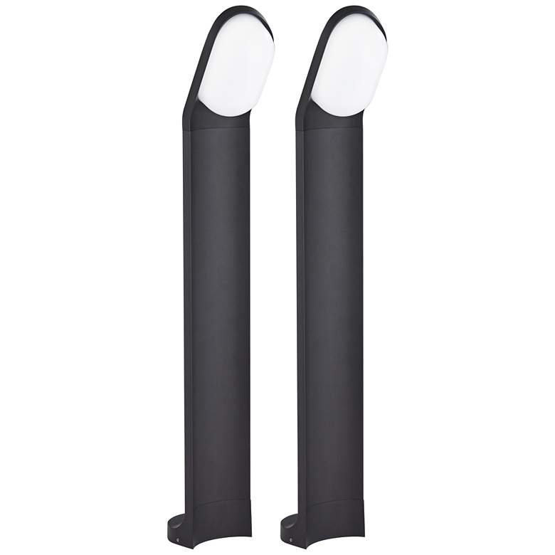 Image 1 Marketa 35 1/2 inchH Black LED Landscape Bollard Lights Set of 2