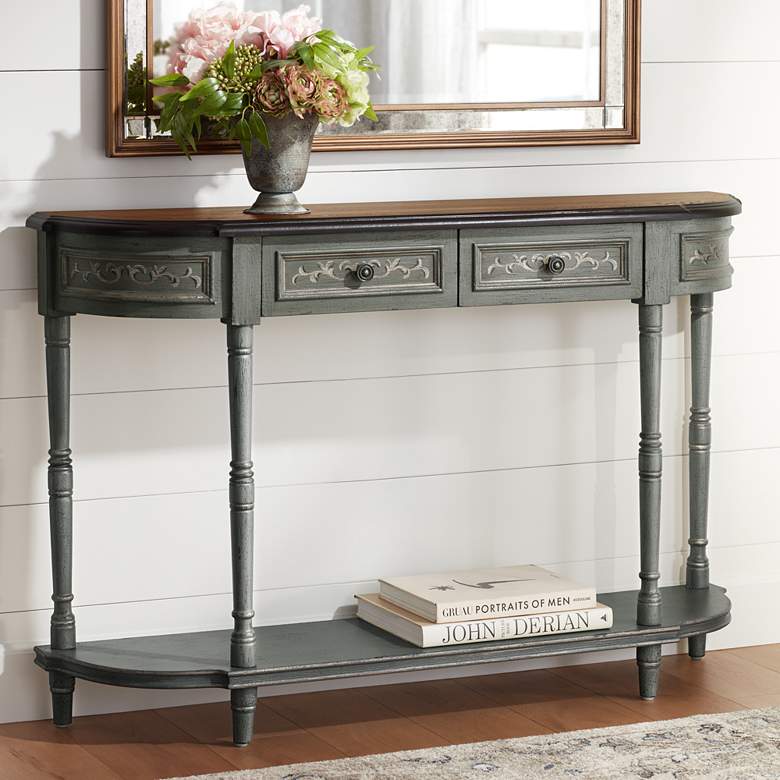 Image 1 Markham 52 1/2 inch Wide Gray-Brown 2-Drawer Console Table