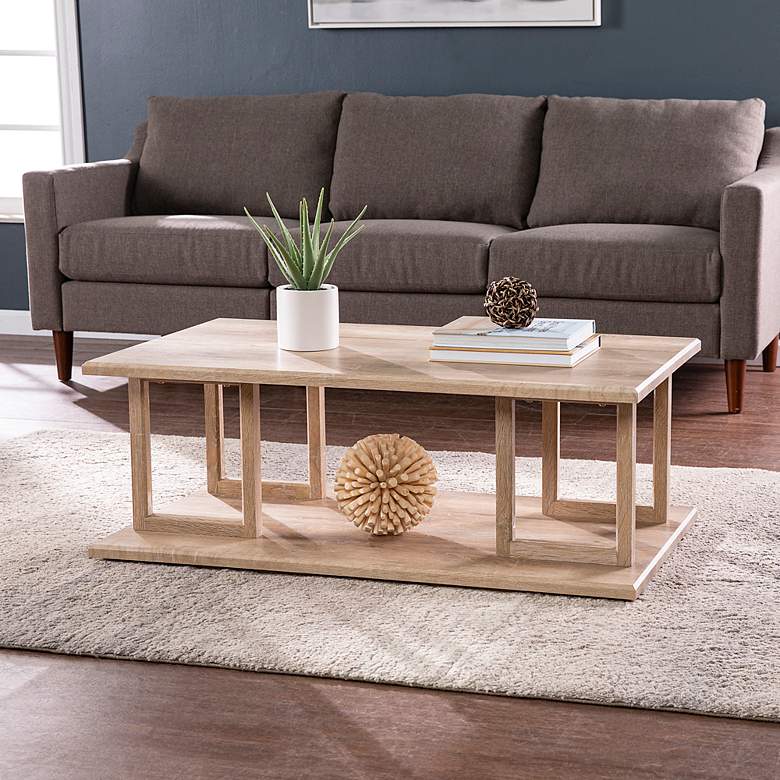 Image 1 Markworth 42" Wide Natural Wood Geometric Cocktail Table