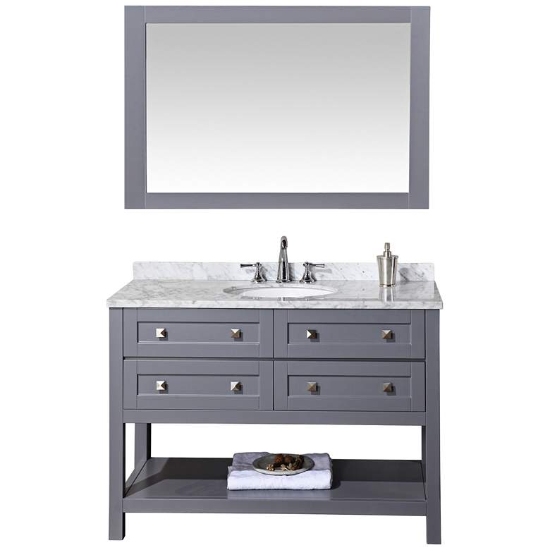 Image 1 Marla 48 inch Wide Gray Single Sink Bathroom Vanity with Mirror