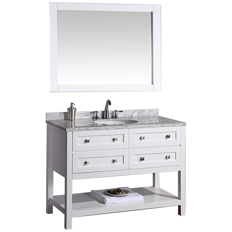 Image 1 Marla 48 inch Wide White Single Sink Bathroom Vanity with Mirror