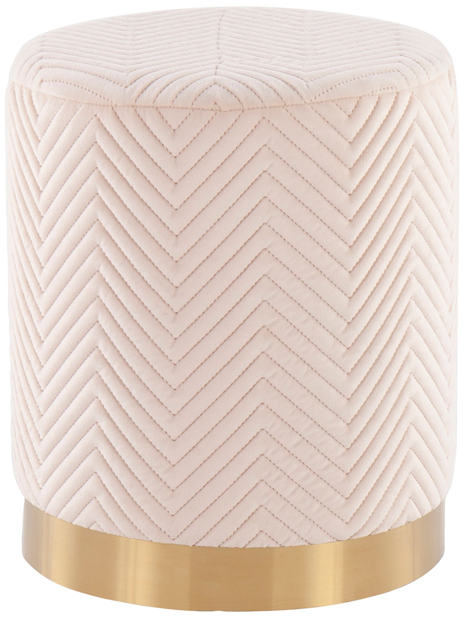 Marla Cream Chevron Velvet Fabric Ottoman
