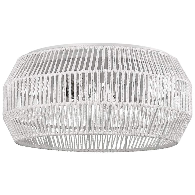 Image 1 Marlee 14 1/8" Wide Flush Mount in Matte White with White Raphia Rope