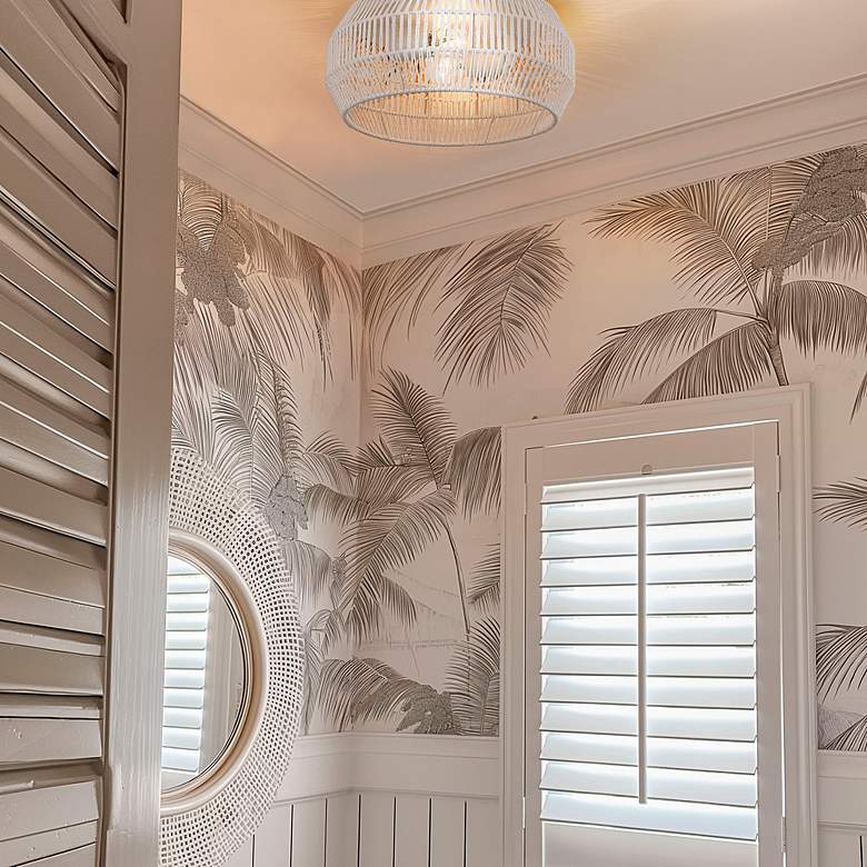 Image 3 Marlee 14 1/8" Wide Flush Mount in Matte White with White Raphia Rope more views