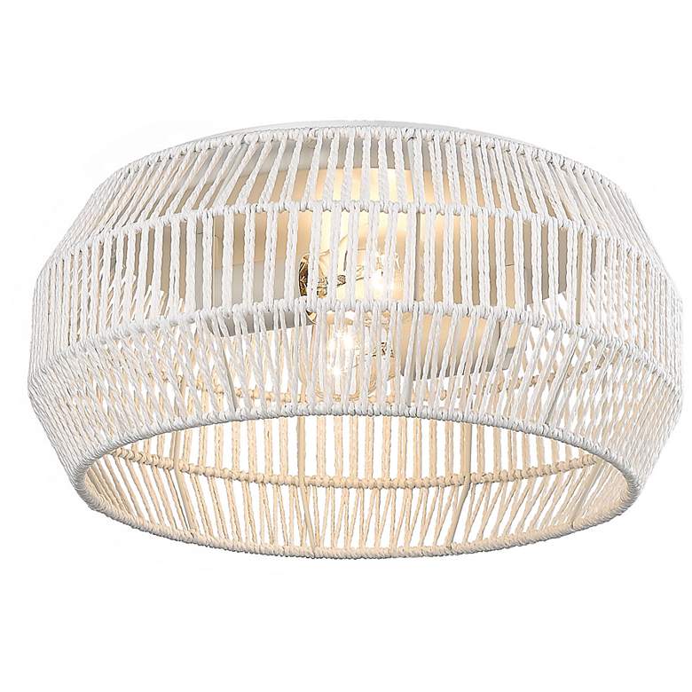 Image 4 Marlee 14 1/8" Wide Flush Mount in Matte White with White Raphia Rope more views