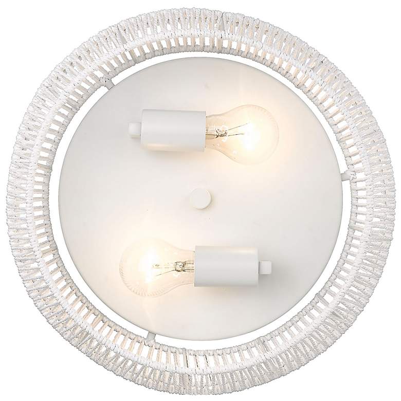 Image 5 Marlee 14 1/8" Wide Flush Mount in Matte White with White Raphia Rope more views