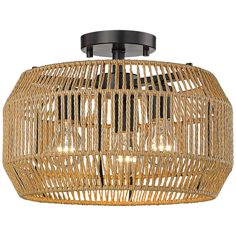 Image 2 Marlee 14" Wide Matte Black 3-Light Ceiling Light
