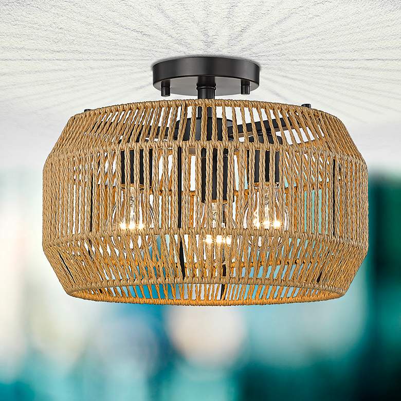 Image 7 Marlee 14" Wide Matte Black 3-Light Ceiling Light more views