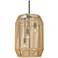 Marlee 15" Wide Pendant in Matte Black with Natural Raphia Rope