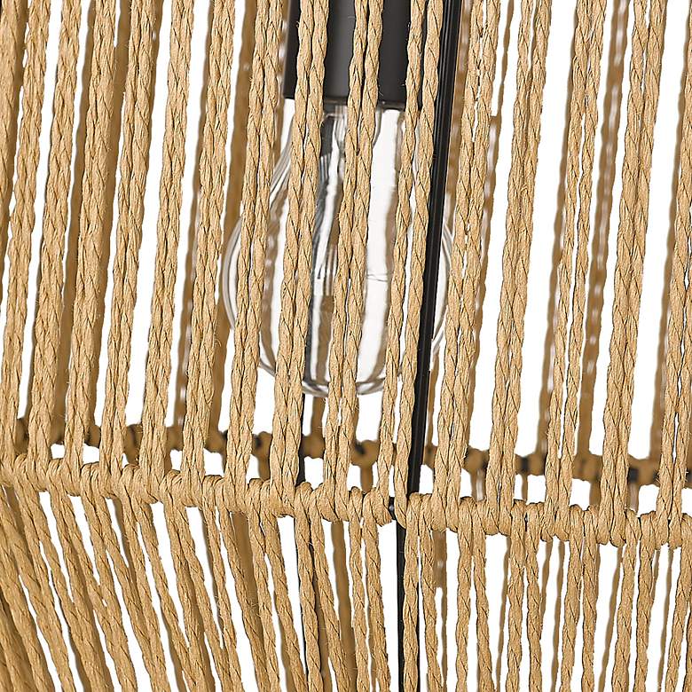 Image 5 Marlee 15" Wide Pendant in Matte Black with Natural Raphia Rope more views