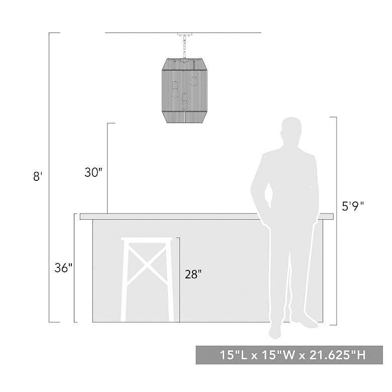 Image 7 Marlee 15" Wide Pendant in Matte Black with Natural Raphia Rope more views