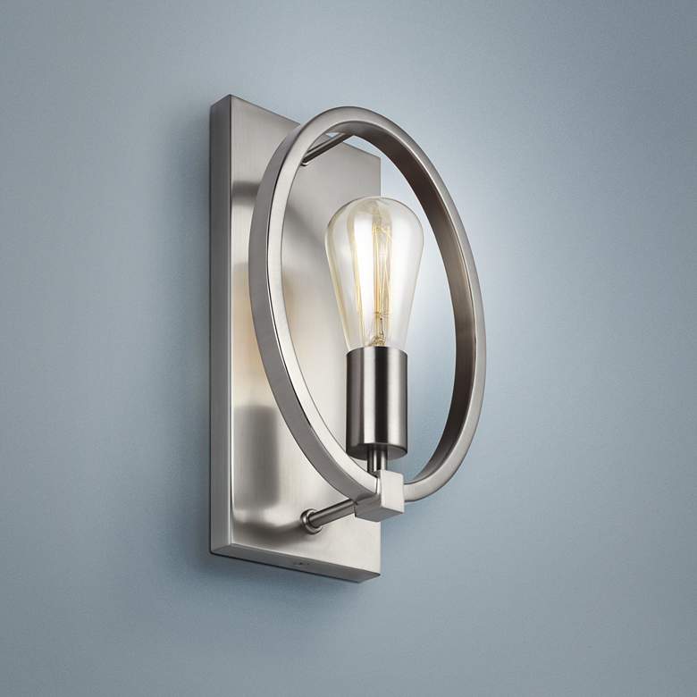 Image 1 Marlena 12 1/2" High Satin Nickel Wall Sconce