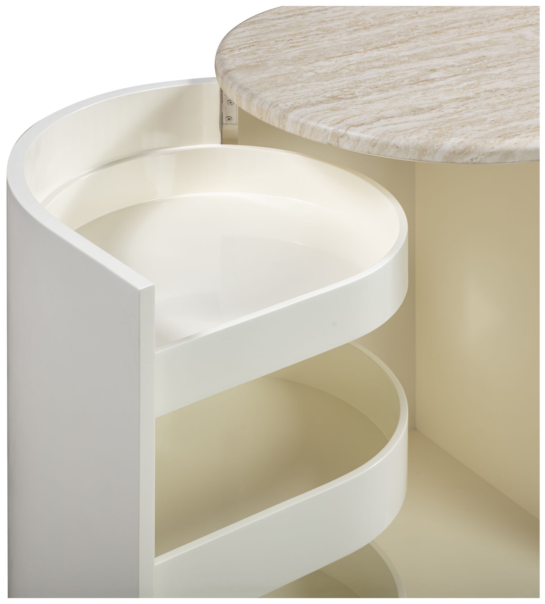 Image 3 Marlene Cream Faux Travertine Desk more views