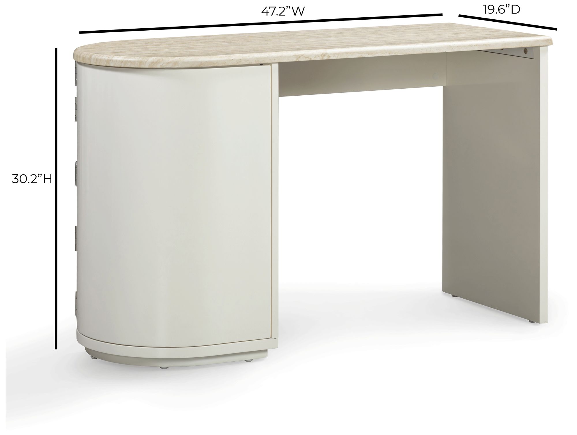 Image 5 Marlene Cream Faux Travertine Desk more views