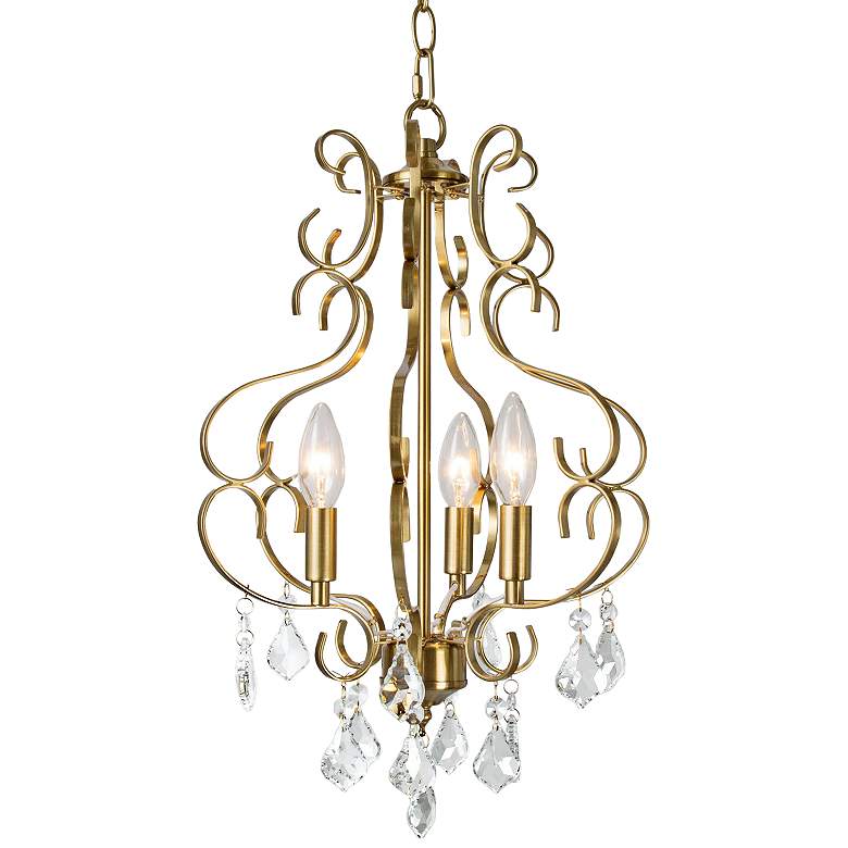 Image 2 Marley 13 inch Wide Gold Metal and Crystal 3-Light Chandelier
