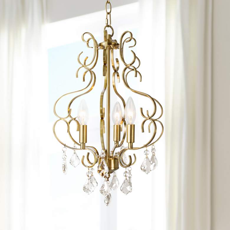 Image 1 Marley 13 inch Wide Gold Metal and Crystal 3-Light Chandelier